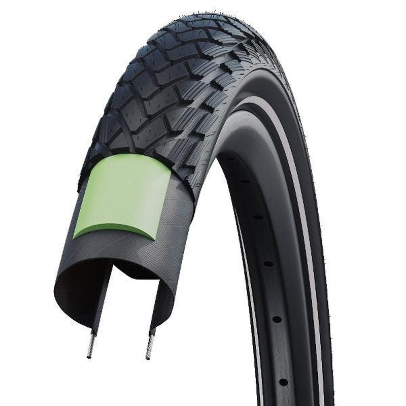 Schwalbe Green Marathon Wire Bead Commuter Tyre 700 X 32c Black/Reflective