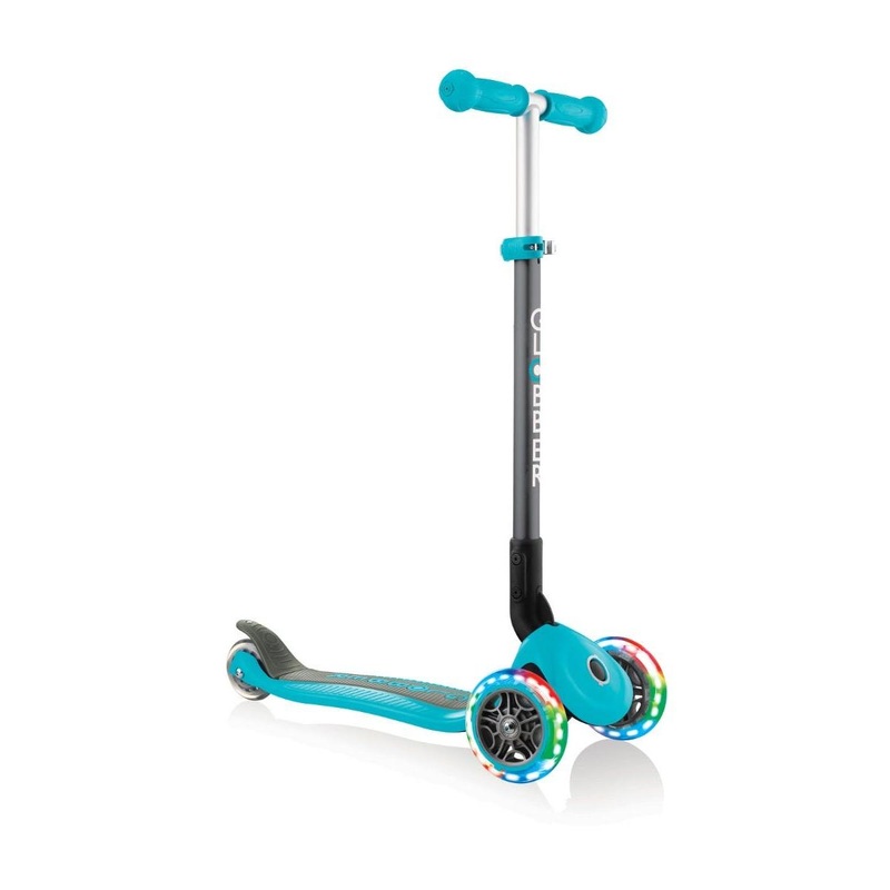 Scooter 3 Wheel Kids Globber Primo Foldable Lights Teal