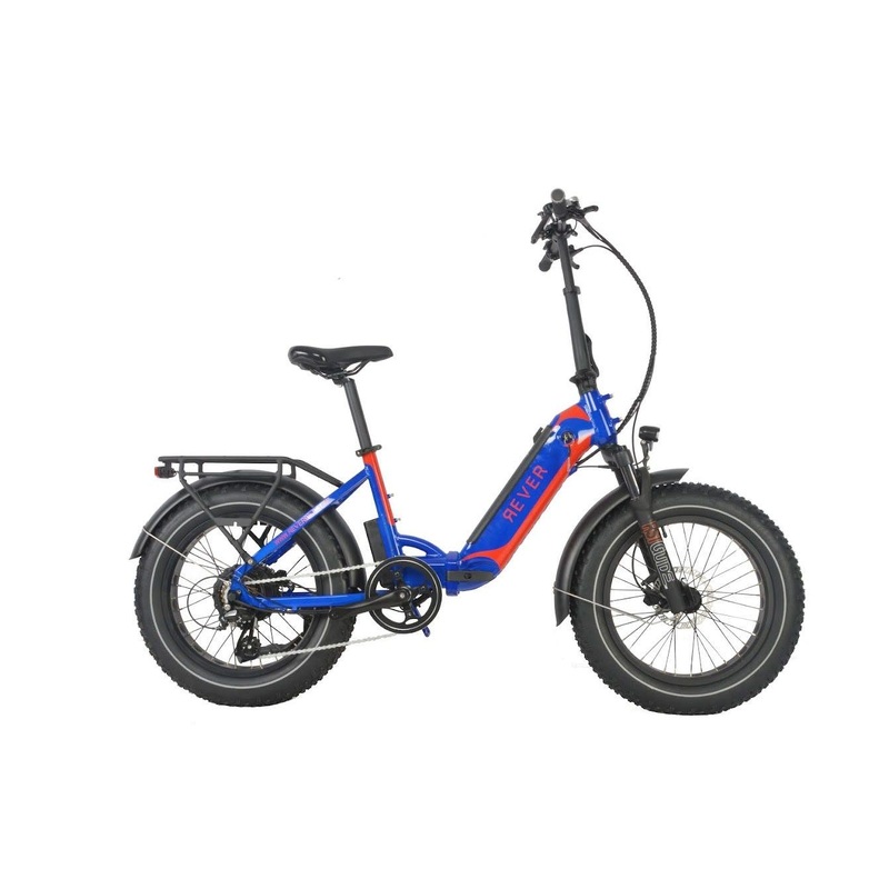 Rever Turbo Folding Fat Wheel Electric Bike Dark Blue/Red