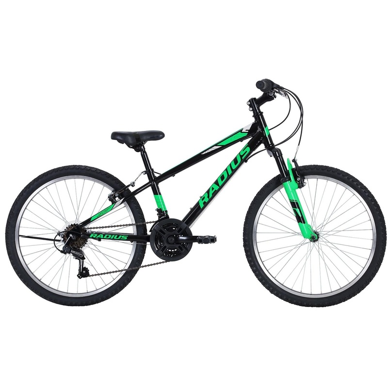 Radius Axis AL Kids Mountain Bike 24 Inch Gloss Black/Neon Green/Chrome