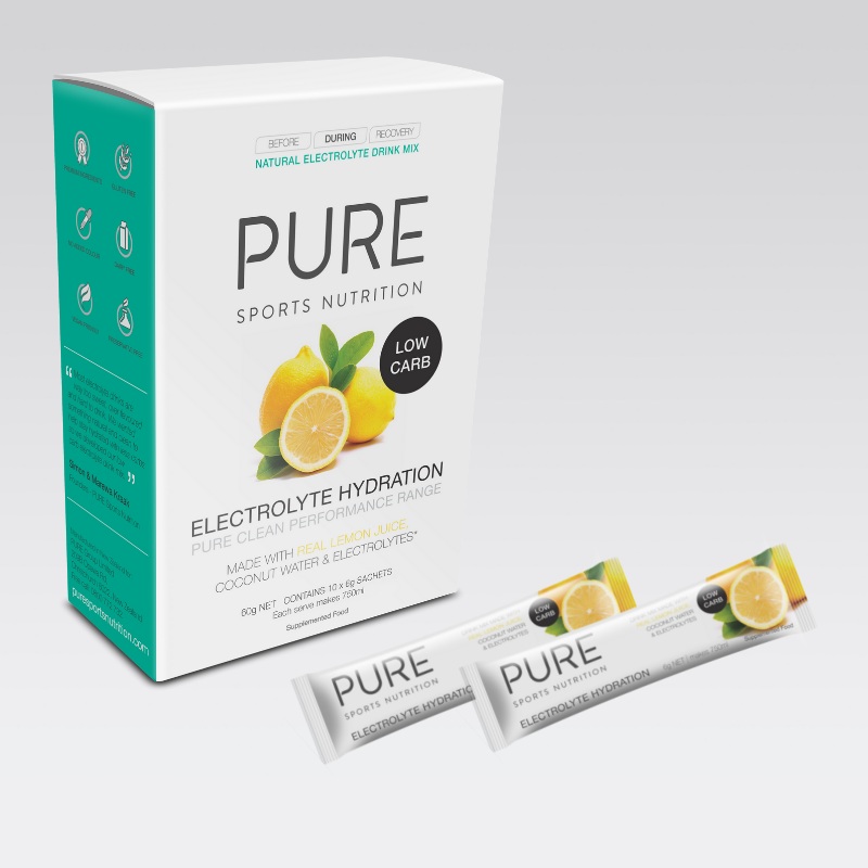PURE Lemon Low Carb Electrolyte Hydration Powder 10 x 6g