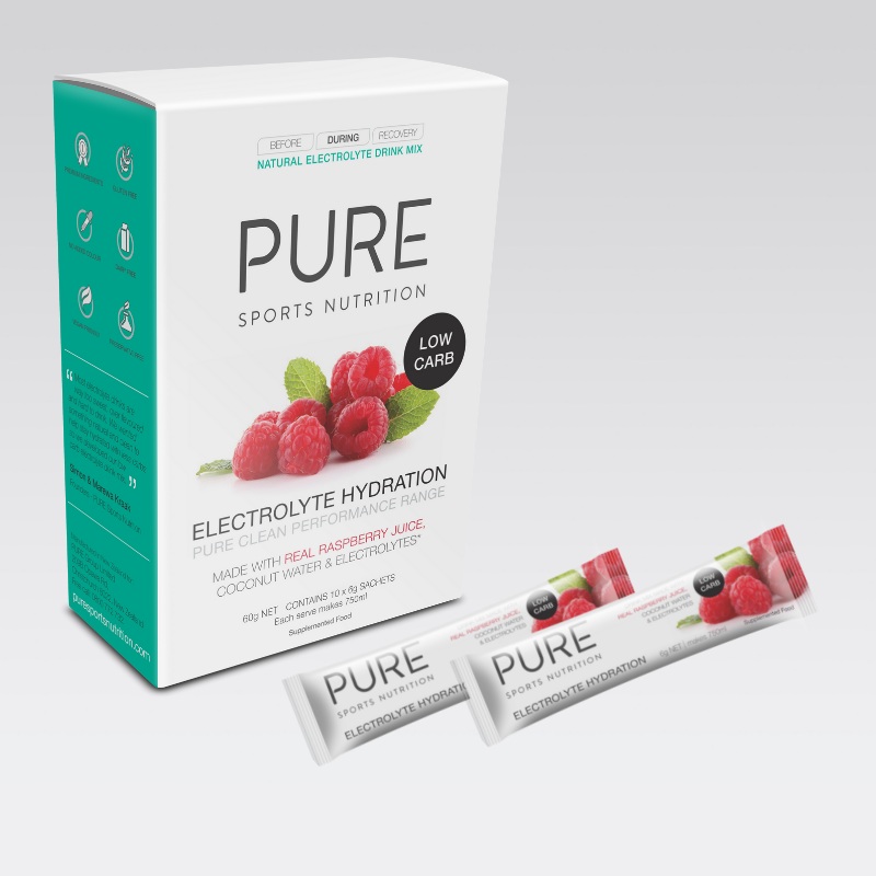 PURE Raspberry Low Carb Electrolyte Hydration Powder 10 x 6g