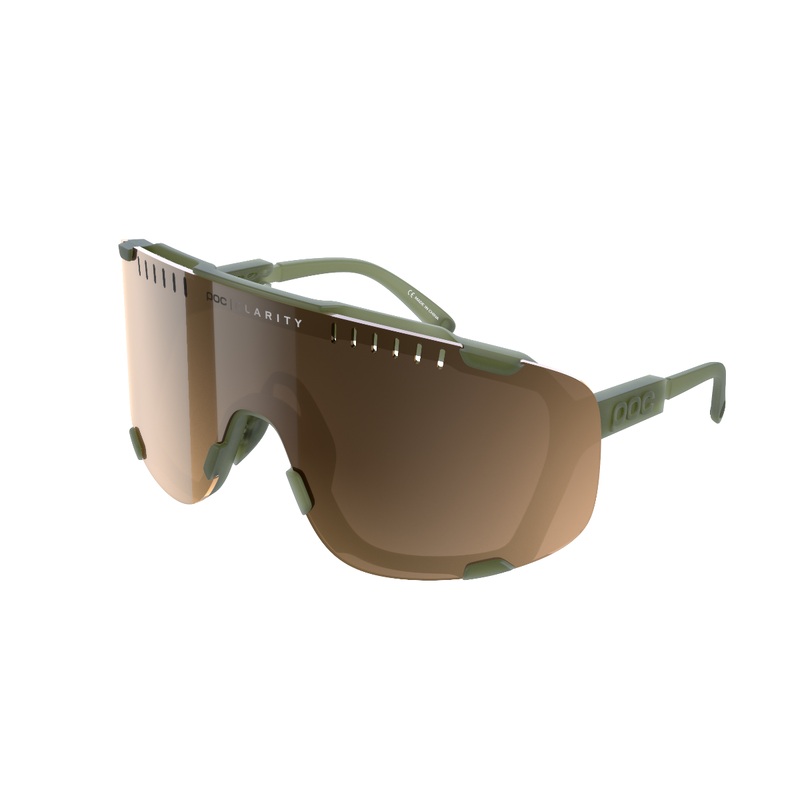 POC Devour Sunglasses Translucent Epidote Green With Brown/Silver Mirror Lens