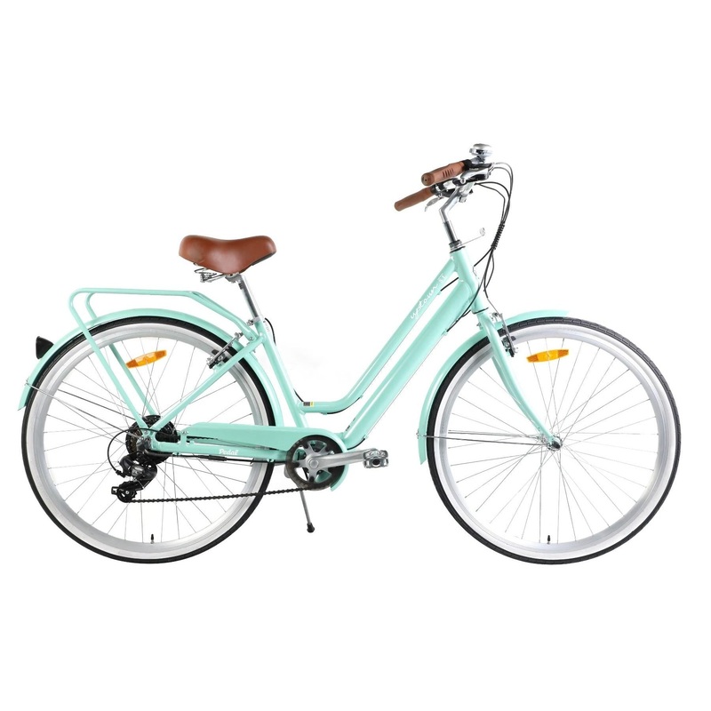 Pedal Uptown SL Electric Vintage Cruiser Bike Mint Green