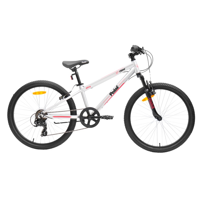 Pedal Crush 24 Kids Mountain Bike Silver/Red