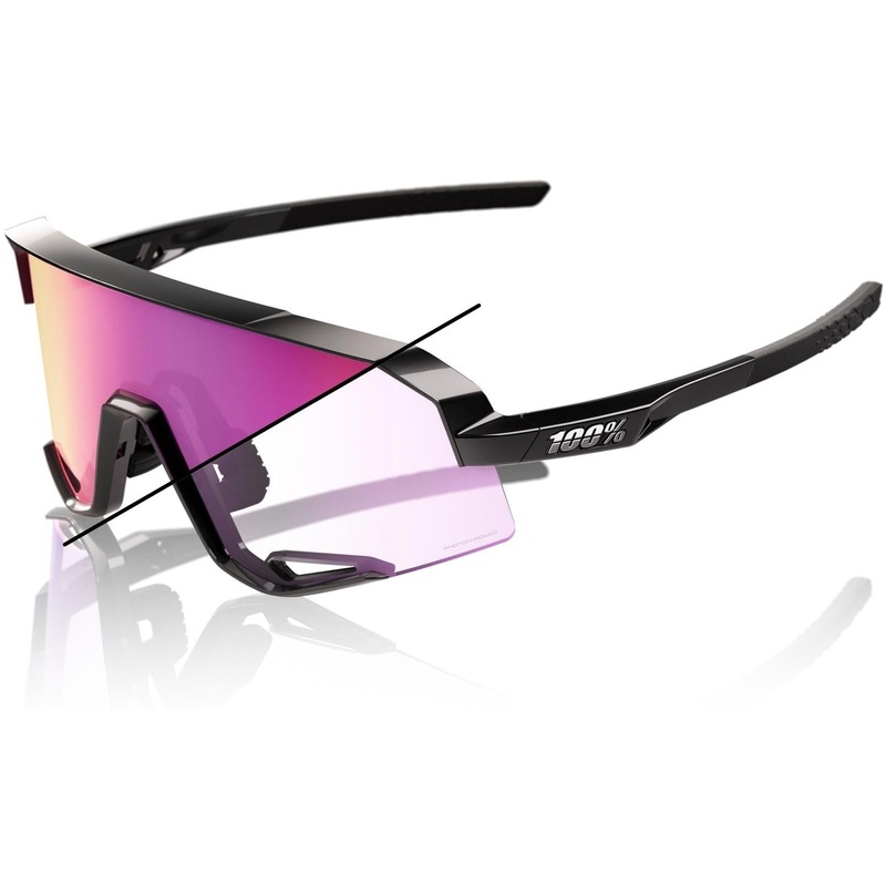 100% Slendale Sunglasses Gloss Black - Photochromic Purple Mirror Lens