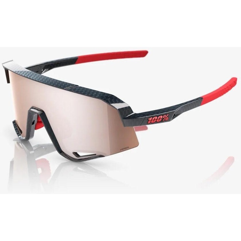 100% Slendale Sunglasses Gloss Carbon Fiber with HiPER Crimson/Silver Mirror Lens