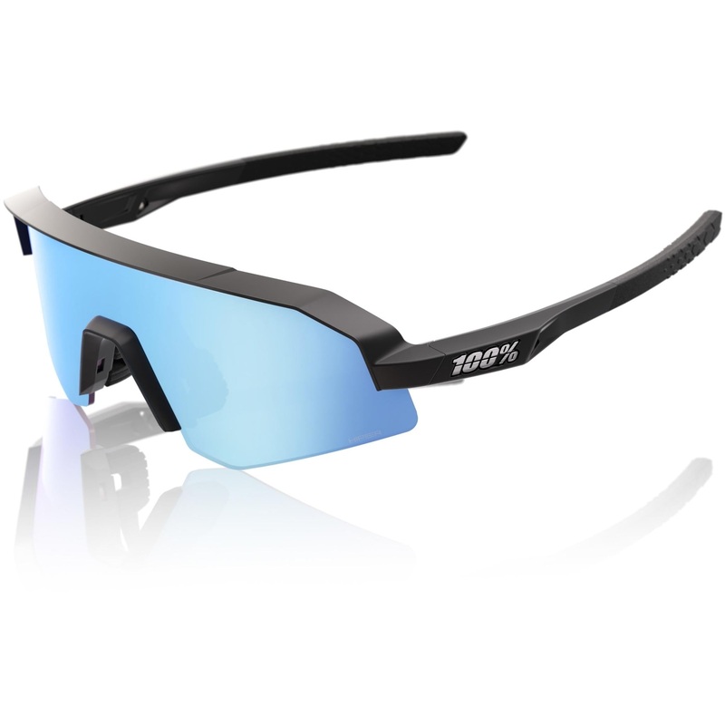 100% Slendale XS Sunglasses Matte Black - HiPER Blue Mirror Lens