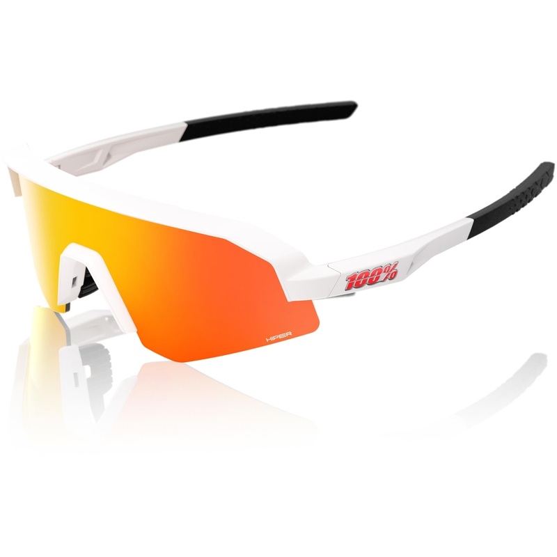 100% Slendale XS Sunglasses Matte White - HiPER Red Mirror Lens