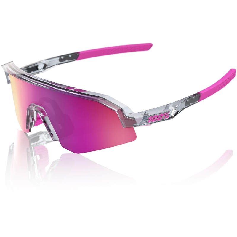 100% Slendale XS Sunglasses Polished Translucent Grey - Purple Mirror Lens