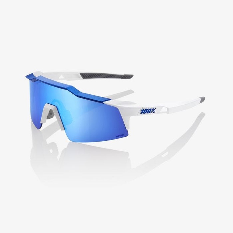 100% Speedcraft SL Sunglasses HiPER Blue Multilayer Mirror Lens/Matte White