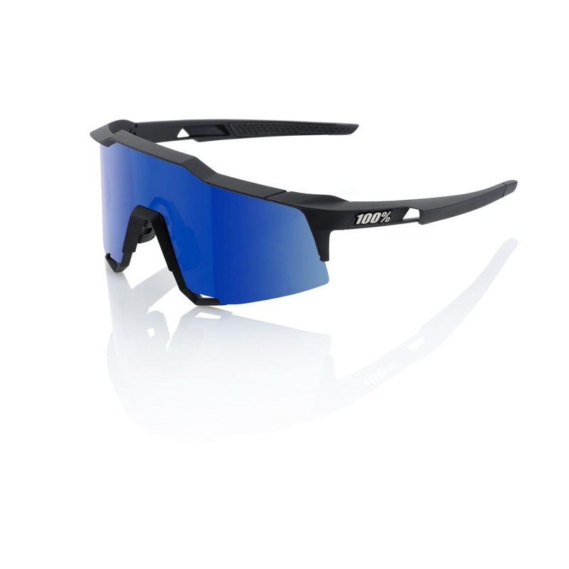 100% Speedcraft Sunglasses Matte Black with HiPER Blue Lens