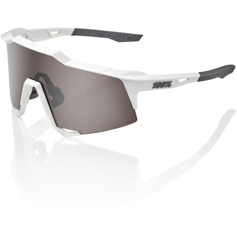 100% Speedcraft Sunglasses Matte White - HiPER Silver Mirror Lens