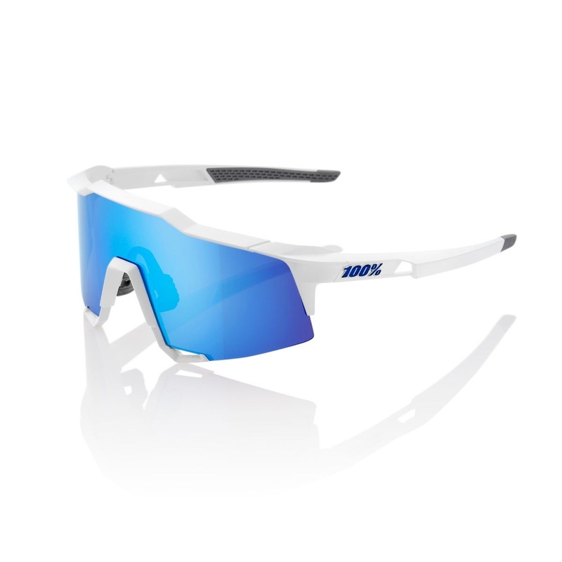 100% Speedcraft Sunglasses Matte White with HiPER Blue Lens