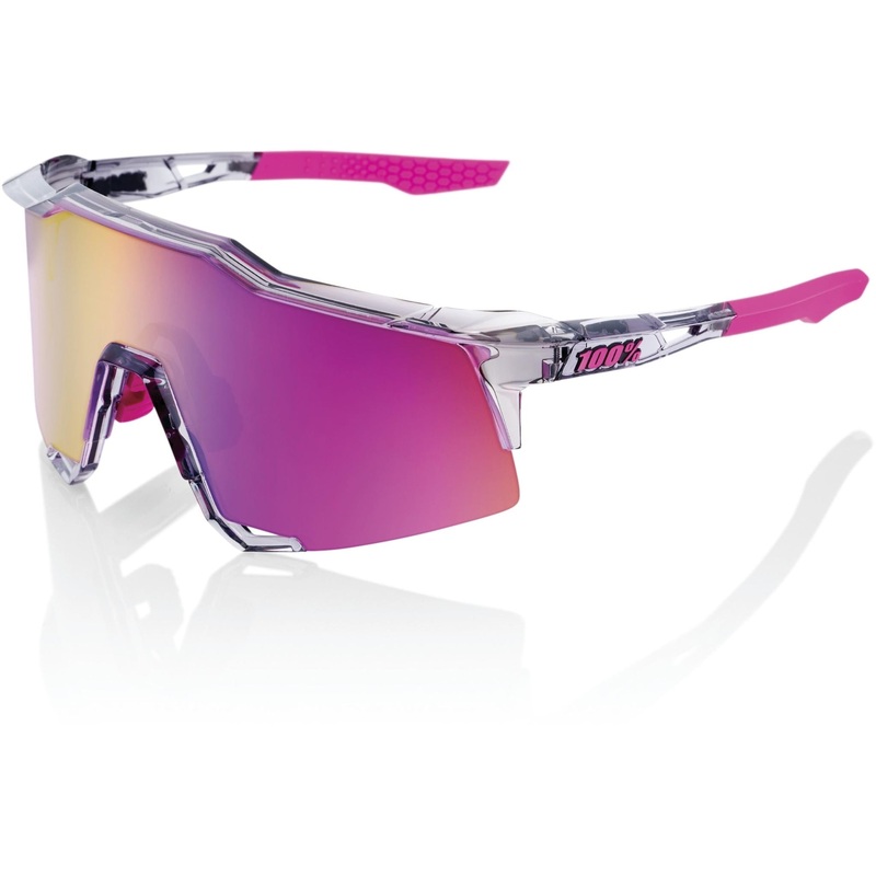 100% Speedcraft Sunglasses Polished Translucent Grey - Purple Multilayer Mirror Lens