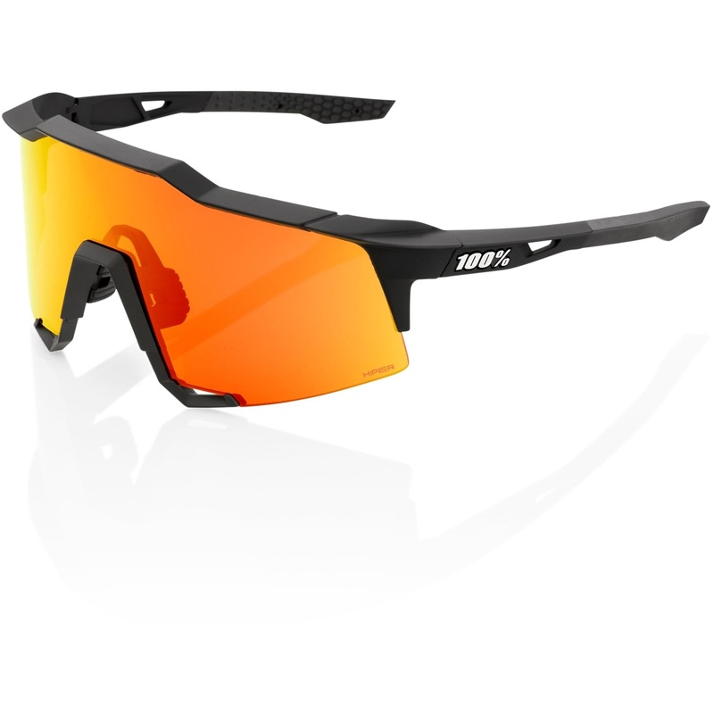 100% Speedcraft Sunglasses Soft Tact Black - HiPER Red Multilayer Mirror Lens