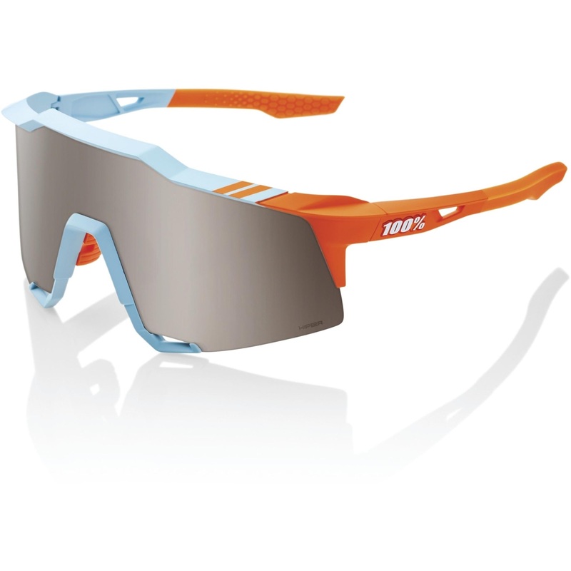 100% Speedcraft Sunglasses Soft Tact Two Tone - HiPER Silver Mirror Lens
