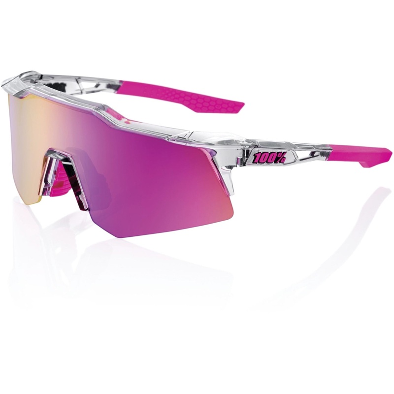 100% Speedcraft XS Sunglasses Polished Translucent Grey - Purple Multilayer Mirror Lens
