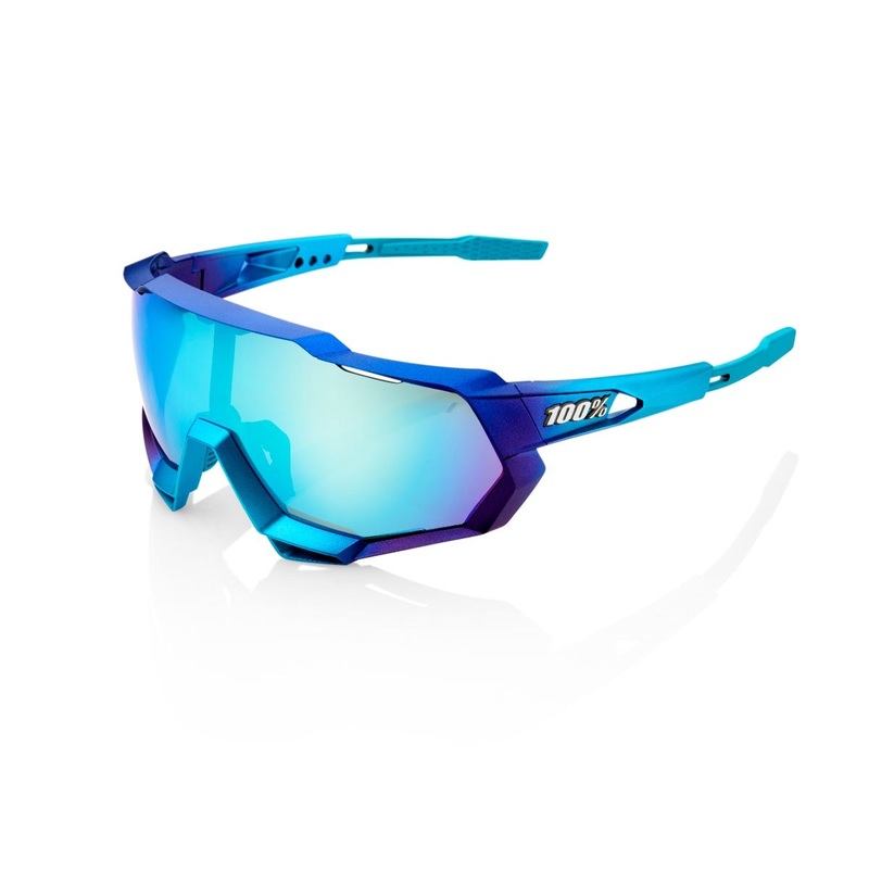 100% Speedtrap Sunglasses Metallic Blue ML Mirror Lens