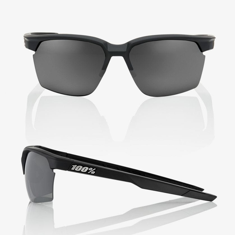 100% Sportcoupe Soft Tact Black with Smoke Lens