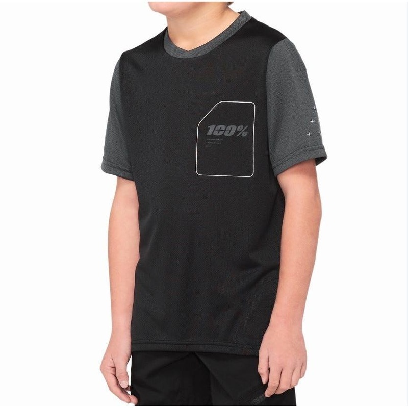 100% Ridecamp Short Sleeve Youth Jersey Black/Charcoal