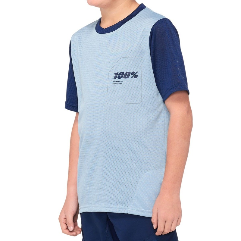 100% Ridecamp Youth Short Sleeve MTB Jersey Light Slate/Navy