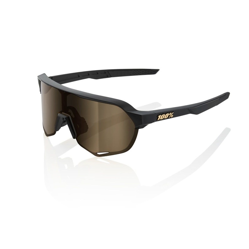 100% S2 Soft Tact Sunglasses Matte Black with Gold Lens