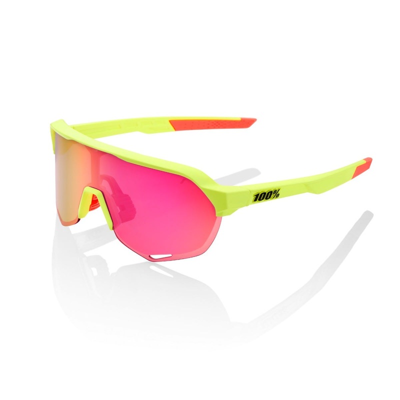 100% S2 Sunglasses Neon Yellow with Purple Lens