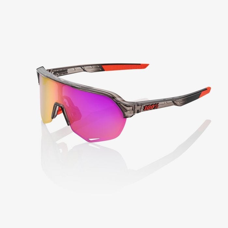 100% S2 Sunglasses Purple Multilayer Mirror Len/Polished Translucent Crystal Smoke