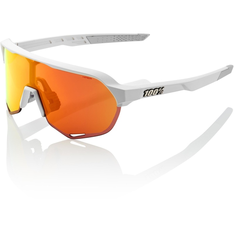 100% S2 Sunglasses Soft Tact Off White - HiPER Red Multilayer Mirror Lens