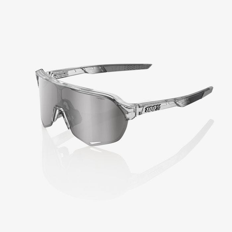 100% S2 Sunglasses Translucent Grey with HIPER Silver Mirror Lens