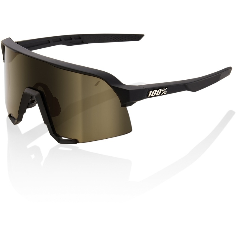 100% S3 Sunglasses Soft Tact Black - Soft Gold Mirror Lens
