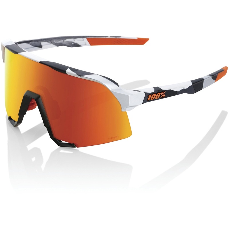 100% S3 Sunglasses Soft Tact Grey Camo - HiPER Red Multilayer Mirror Lens