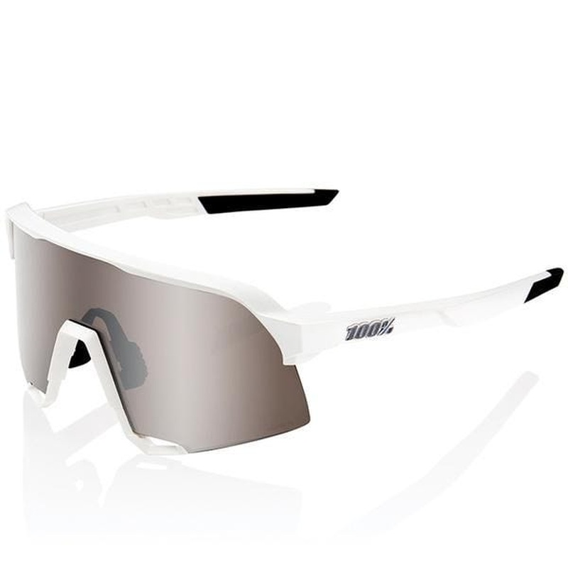 100% S3 Sunglasses White/HiPER Silver Multilayer Lens