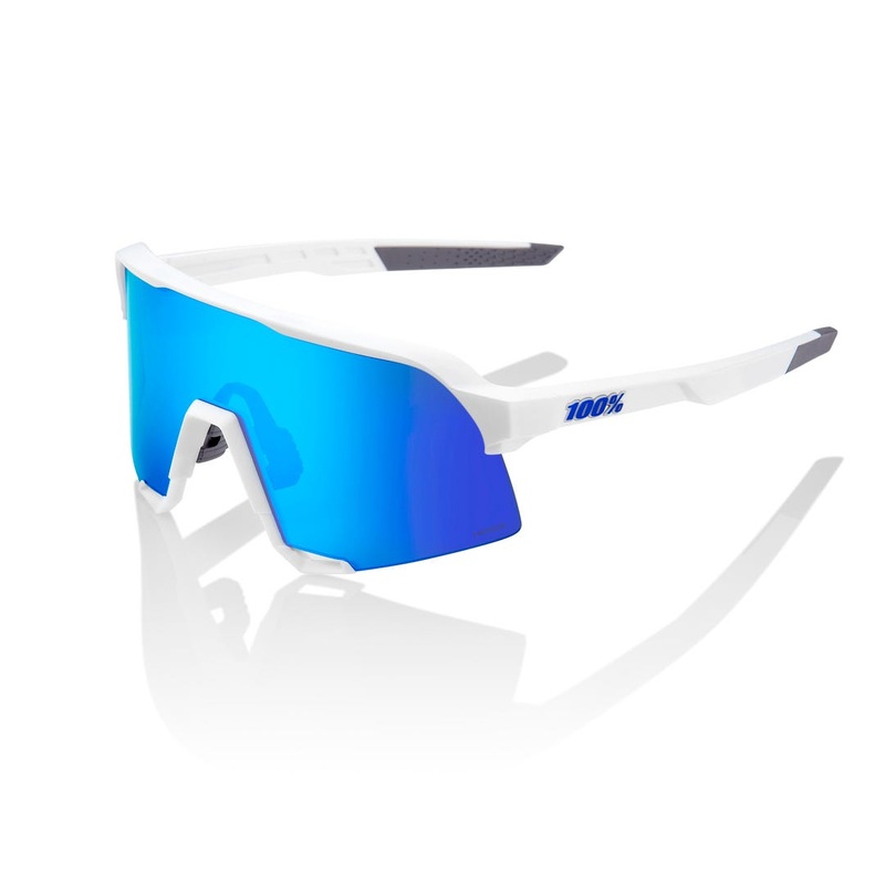 100% S3 Sunglasses White with HiPer Blue Lens