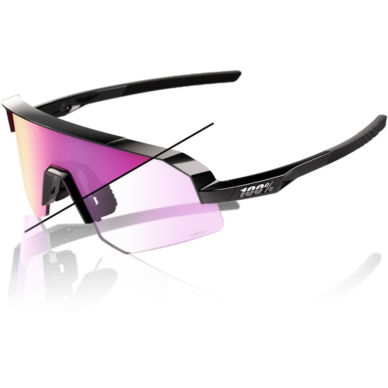 100% Slendale SL Sunglasses Gloss Black - Photochromic Purple Mirror Lens