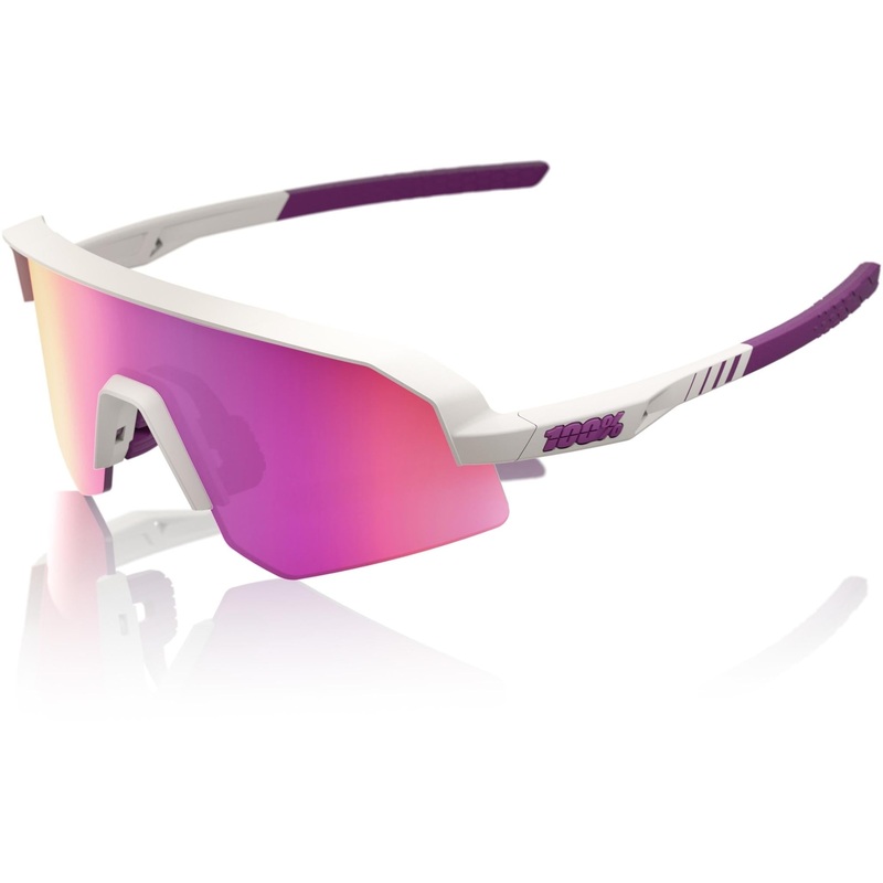 100% Slendale SL Sunglasses Matte Chalk - Purple Mirror Lens