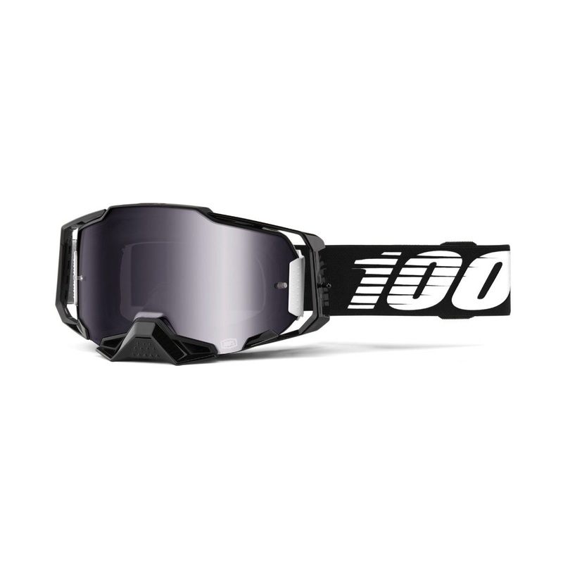 100% Armega Goggles Black with Silver Mirror Lens