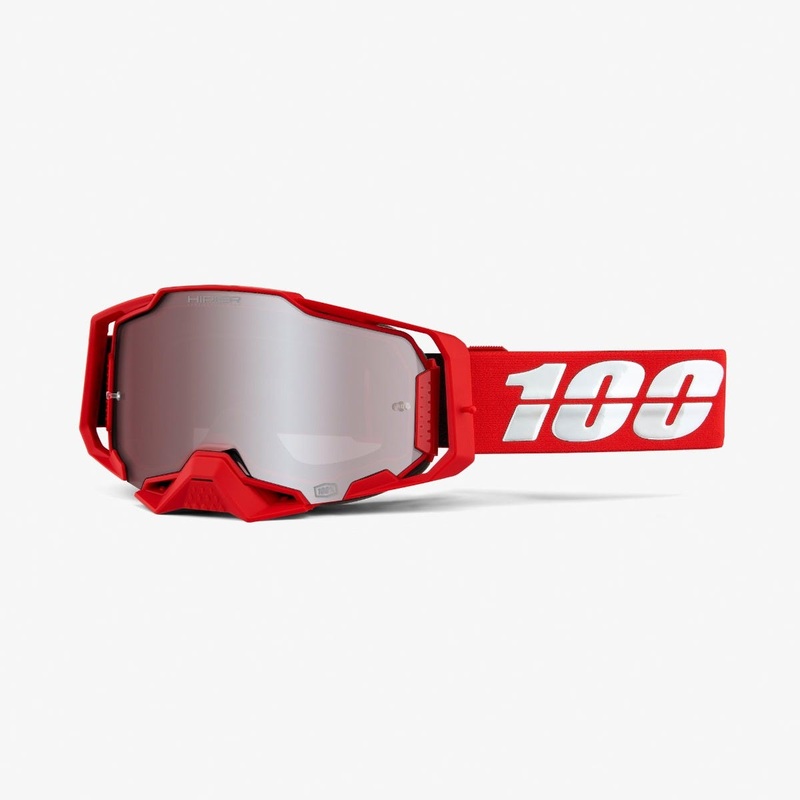 100% Armega Goggles War Red HiPER Silver Mirror Lens