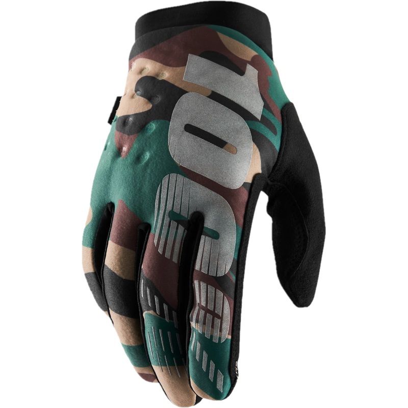 100% Brisker Full Finger Gloves Camo/Black