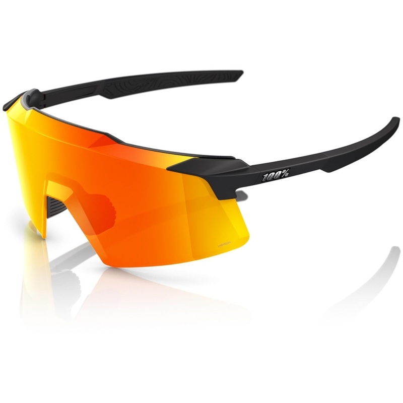 100% Aerocraft Sunglasses Soft Tact Black - HiPER Red Mirror Lens