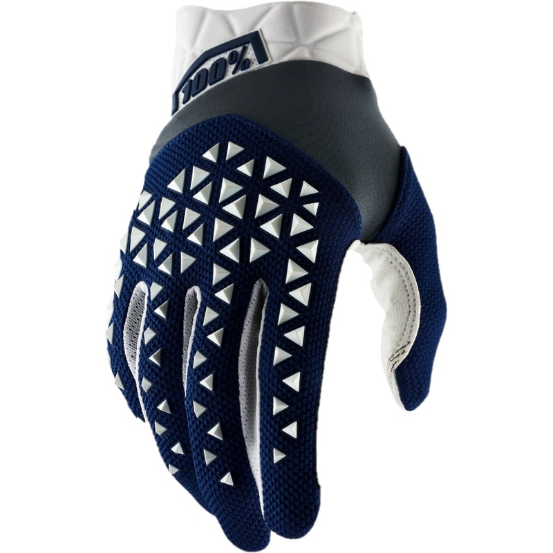 100% Airmatic Full Finger Gloves Navy/Steel/White