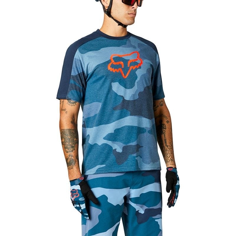 FOX Ranger Refuel DR Short Sleeve Jersey Blue Camo