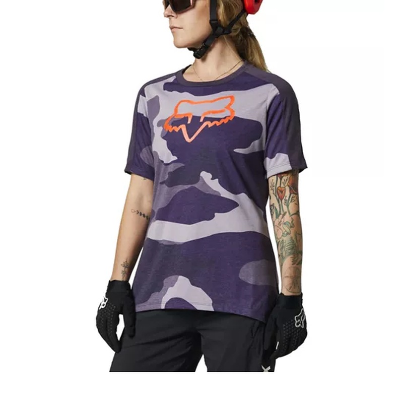 FOX Ranger Refuel DR Short Sleeve Women's Jersey Purple Camo