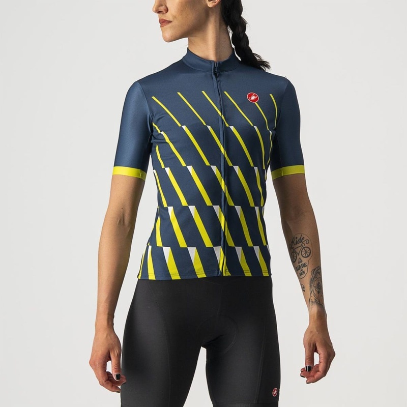 Castelli Pendio Women's Jersey Moonlit Ocean/Sulphur