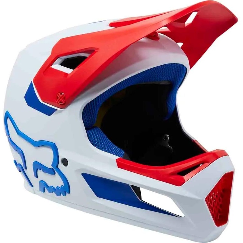 FOX Rampage Fullface MIPS Helmet Ceshyn White/Red/Blue 2023