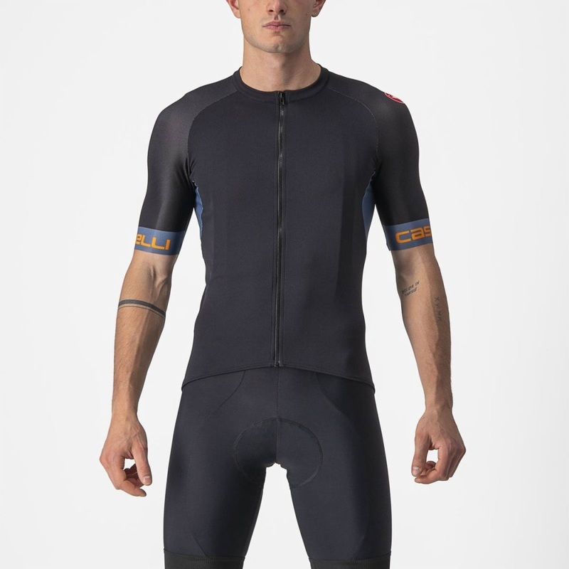 Castelli Entrata VI Jersey Light Black/Steel Blue