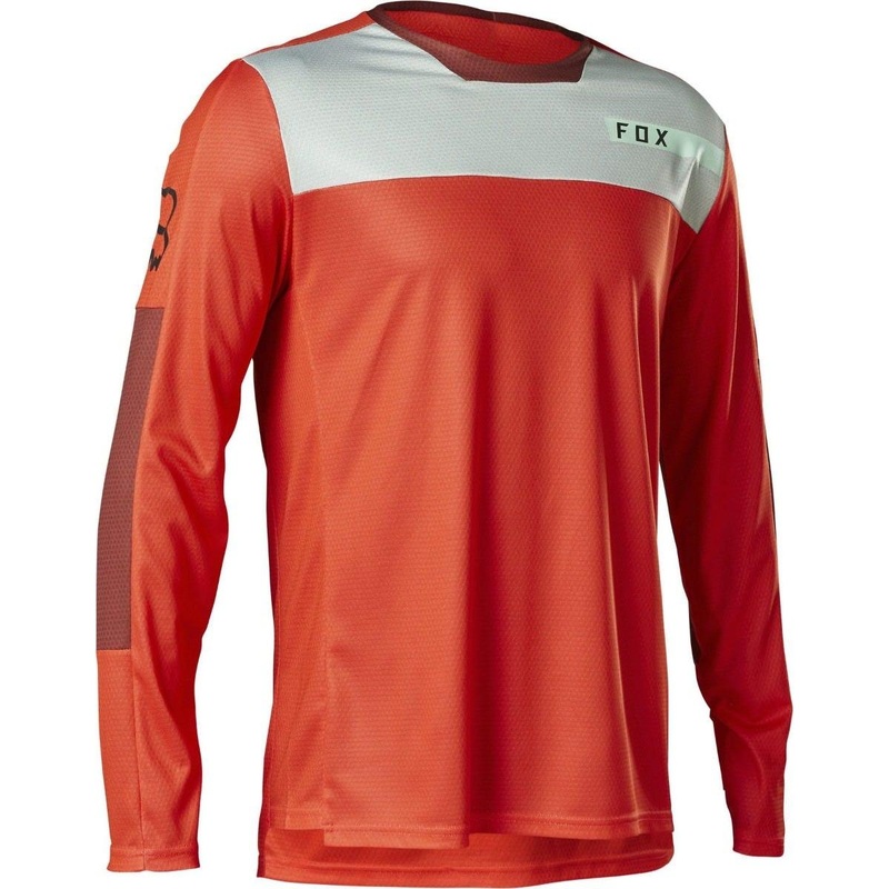 FOX Defend Moth Long Sleeve Jersey Fluoro Red