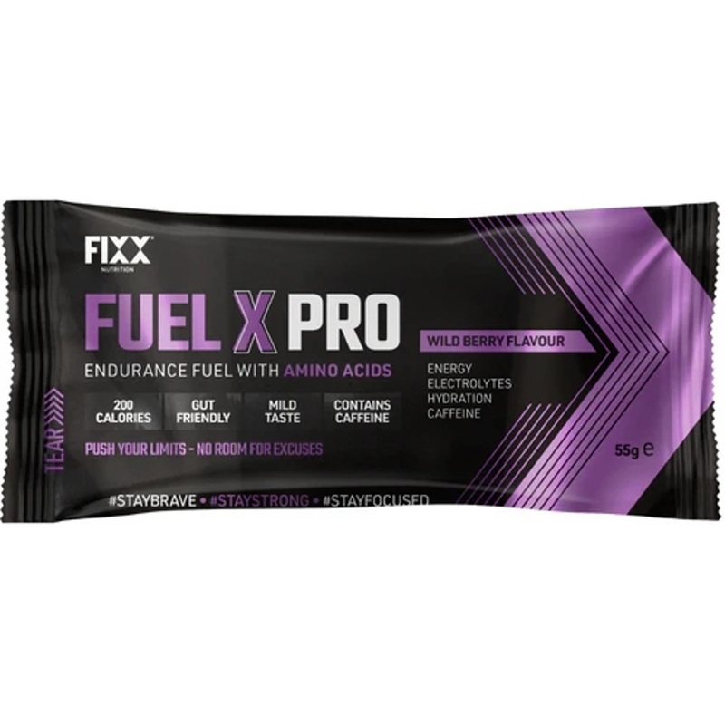 FIXX Fuel X PRO Endurance Sports Drink Mix 55g Sachet Wild Berry Caffeinated