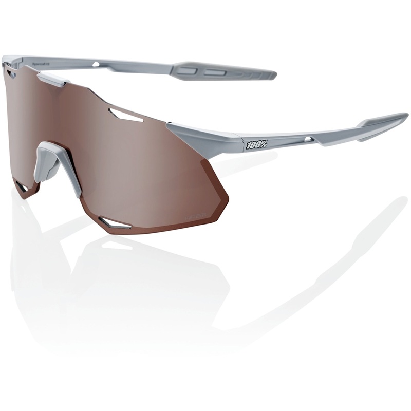 100% Hypercraft XS Sunglasses Matte Stone Grey - HiPER Crimson Silver Mirror Lens